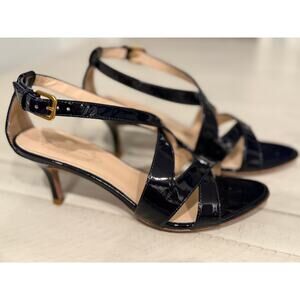 Elie Tahari Black Patent Leather Strappy Heels Size 7.5